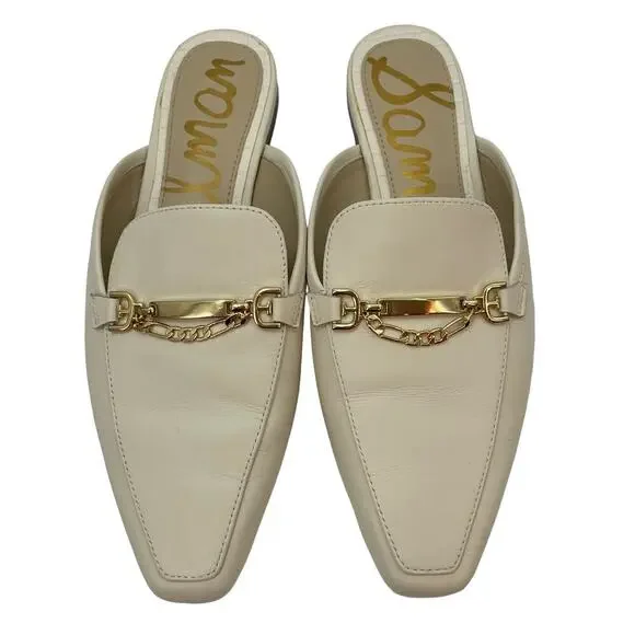 Sam Edelman 6 Evelan Chain Loafer Mule Cream - Picture 4 of 9